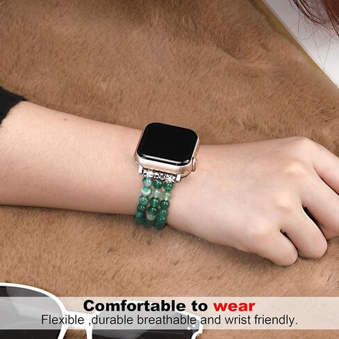 Beaded Apple Watch Band Compatible with Apple Watch Bands for Women 40mm 38mm 41mm 44mm 42mm 45mm 46mm 49mm, Handmade Elastic Stretch Strap for iWatch Bands Series 11 9 8 7 6 5 4 3 2 1 SE in Saudi Arabia