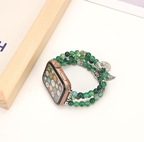 Beaded Apple Watch Band Compatible with Apple Watch Bands for Women 40mm 38mm 41mm 44mm 42mm 45mm 46mm 49mm, Handmade Elastic Stretch Strap for iWatch Bands Series 11 9 8 7 6 5 4 3 2 1 SE in Saudi Arabia