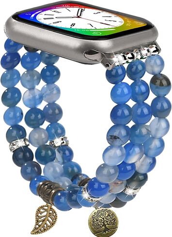 Beaded Apple Watch Band Compatible with Apple Watch Bands for Women 40mm 38mm 41mm 44mm 42mm 45mm 46mm 49mm, Handmade Elastic Stretch Strap for iWatch Bands Series 11 9 8 7 6 5 4 3 2 1 SE in Saudi Arabia