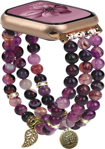 Beaded Apple Watch Band Compatible with Apple Watch Bands for Women 40mm 38mm 41mm 44mm 42mm 45mm 46mm 49mm, Handmade Elastic Stretch Strap for iWatch Bands Series 11 9 8 7 6 5 4 3 2 1 SE in Saudi Arabia
