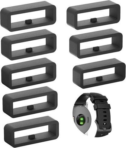 حلقات حزام الساعة متوافقة مع Garmin Vivoactive 3/5/6، Forerunner 45/55/245/645، Venu Sq/Sq2، Vivomove، Fenix ​​5S/6S/7S - حلقات تثبيت من السيليكون الآمن in Kuwait