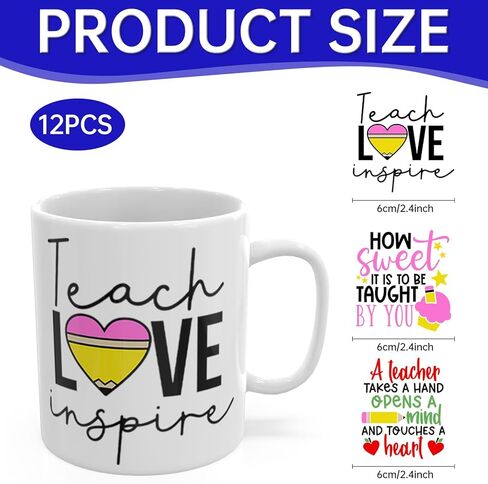 12 PCS Teacher UV DTF Cup Wrap High Viscosity Self-Adhesive Stickers for Mugs Coffee Cups Water Bottles Computers in Saudi Arabia