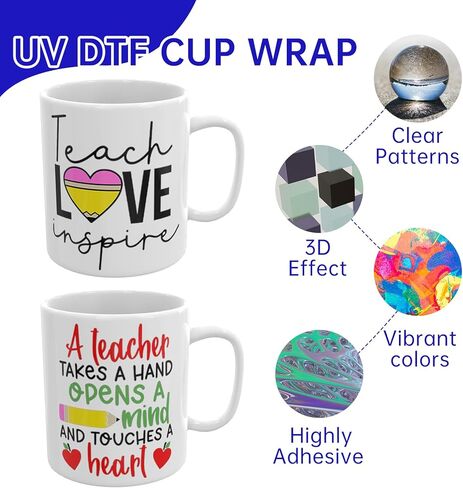 12 PCS Teacher UV DTF Cup Wrap High Viscosity Self-Adhesive Stickers for Mugs Coffee Cups Water Bottles Computers in Saudi Arabia