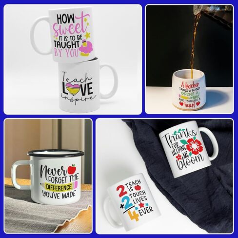 12 PCS Teacher UV DTF Cup Wrap High Viscosity Self-Adhesive Stickers for Mugs Coffee Cups Water Bottles Computers in Saudi Arabia