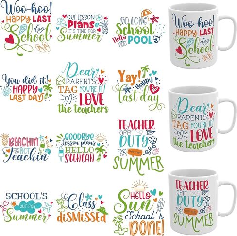 12 PCS Teacher UV DTF Cup Wrap High Viscosity Self-Adhesive Stickers for Mugs Coffee Cups Water Bottles Computers in Saudi Arabia