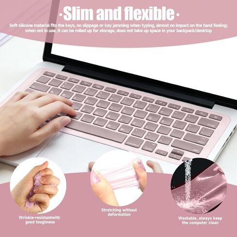 Silicone Keyboard Cover, Transparent Laptop Keyboard Protector Skin Waterproof Keyboard Protector for Laptop, Thin Keyboard Film for Easy Cleaning in Saudi Arabia