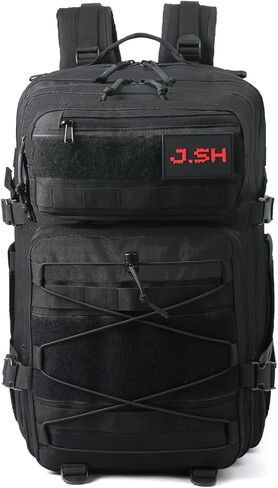 حقيبة ظهر تكتيكية J.SH 25L/35L/45L حقيبة ظهر عسكرية حقيبة ظهر للرجال والنساء مع زجاجة مياه وحقيبة صالة الألعاب الرياضية - 25 لتر أسود in Saudi Arabia