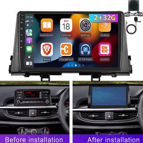 راديو ستيريو للسيارة 9 بوصة Android 13 لسيارة Kia Picanto Morning 2016-2019 راديو سيارة مزدوج الدين مع Carplay Android Auto GPS Navigation WiFi Bluetooth كاميرا احتياطية، 2+32G in Kuwait