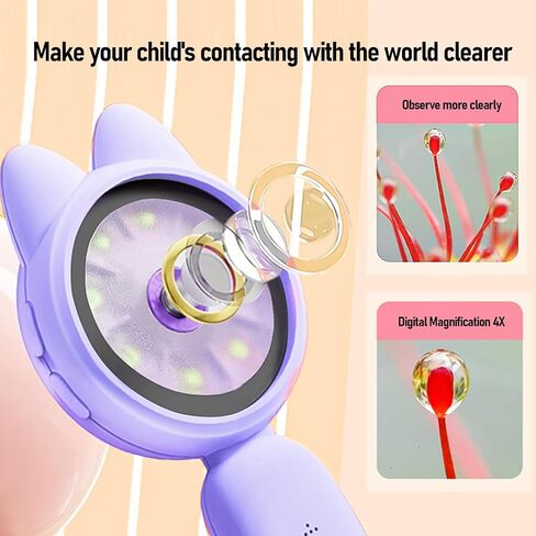 Violet Handheld Microscope, 2 inch HD Screen, 8 LED Lights, Portable Microscope for Kids with Photo and Video, Outdoor Telescope Capabilities in Saudi Arabia