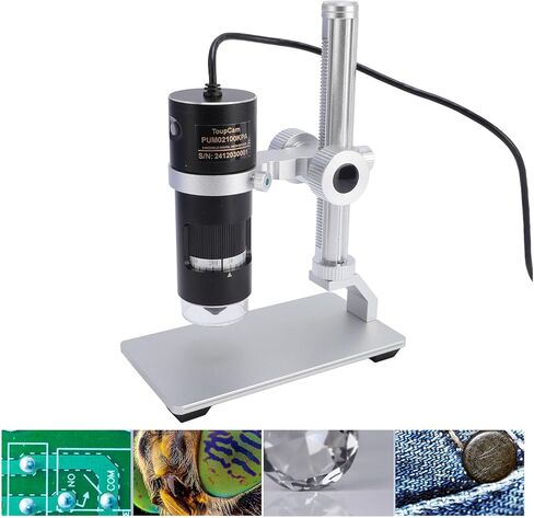 USB Digital Microscope with Stand, 10X-280X Magnification Digital Magnifier Camera, Magnifying Glass with 8 LED Ring Lights, PC Software Compatible in Saudi Arabia