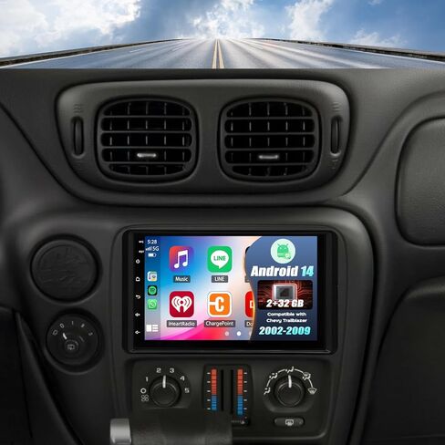 Android 14 Double Din Car Stereo Upgrade Radio for Chevy Trailblazer 2002-2009,7" Touchscreen Wireless Carplay Android Auto GPS WiFi Bluetooth RDS DSP SWC Mirrorlink Mic Backup Camera in Saudi Arabia