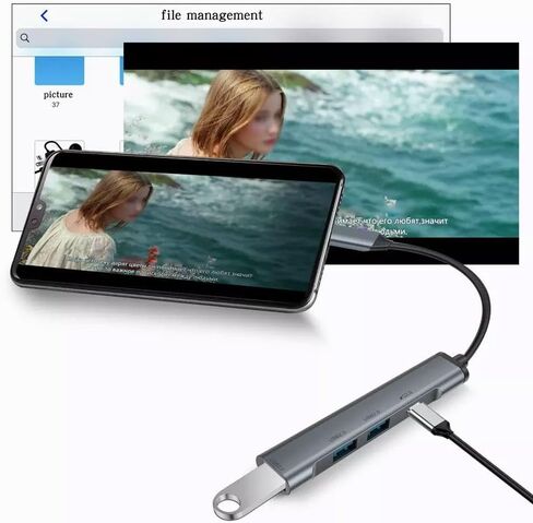 محول USB C 4 في 1، منفذ شاحن PD من النوع C متوافق مع Samsung Galaxy Tab S10 FE 10.9 بوصة/S10 FE Plus 13.1 بوصة، موزع USB in Kuwait