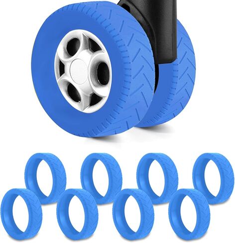 8 Pcs Upgrade Luggage Wheel Covers, Carry On Luggage Suitcases,Wear-Resistant, Anti-Noise, Silicone Wheel Protective Covers for 1.6-2.0" Spinner Wheel,Essential Travel Accessories (Black) in Saudi Arabia