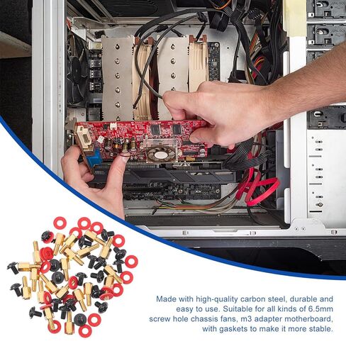 Motherboard Standoff and Hexagonal Nut Screw Set with Insulation Washers, 20pcs Each, Computer Case Mounting Hardware Kit for PC Assembly and Repair in Saudi Arabia