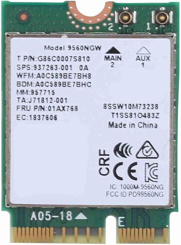 Dioche WiFi Card Network 9560AC NGW Wireless WiFi Card - Dual Band 2.4G/5G 5.0 Network for SamsungDellSonyACERISUSMSI - Gigabit Speed Upgrade in Saudi Arabia