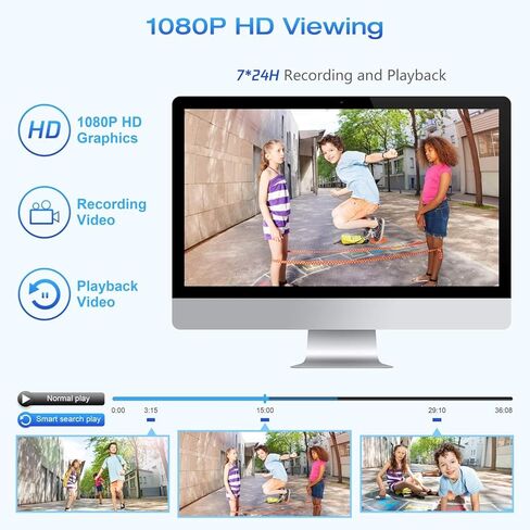 نظام كاميرا أمان لاسلكية، مع 8 قنوات 4K NVR (محرك أقراص ثابتة سعة 500 جيجابايت مثبت مسبقًا) وكاميرات واي فاي للرؤية الليلية 4 × 2 ميجابكسل - قابلة للتوسيع إلى 8 كاميرات، أمان داخلي/خارجي، تنبيهات الحركة، H.265+ in Kuwait