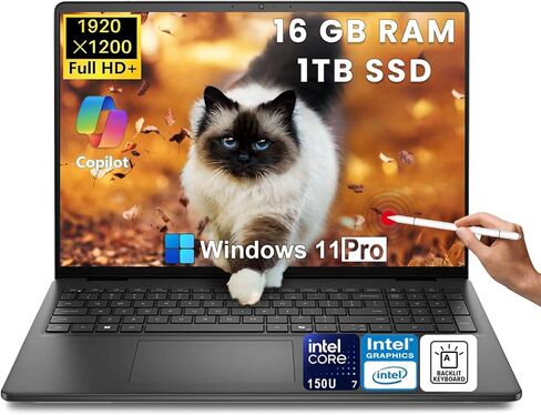 كمبيوتر محمول بشاشة تعمل باللمس مقاس 16 بوصة من Dell - Intel 10-Core 7 150U، وذاكرة وصول عشوائي DDR5 سعة 64 جيجابايت، ومحرك أقراص SSD سعة 2 تيرابايت، وشاشة FHD + مضادة للتوهج مقاس 16 بوصة، ومساعد Ai، وبصمة الإصبع، ولوحة مفاتيح بإضاءة خلفية، وWin 11 Pro، ل in Kuwait