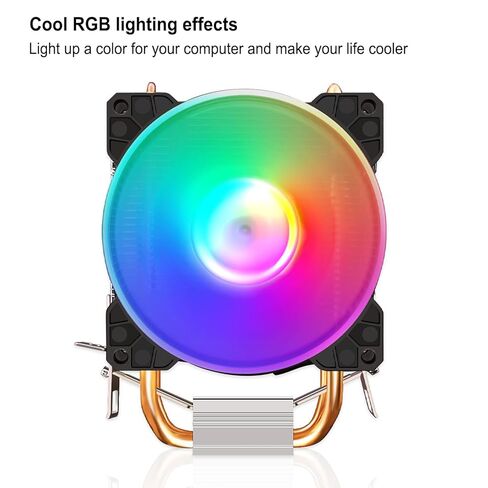 مبرد هواء وحدة المعالجة المركزية RGB، 2 أنابيب حرارة نحاسية مع مروحة FDB مقاس 90 مم، مبرد هواء 48CFM 1800 دورة في الدقيقة لـ LGA115X/1366/775/1200/2011 AM4 AM3 Plus FM2 Plus FM1 in Kuwait