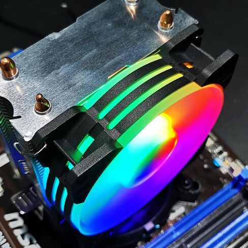 مبرد هواء وحدة المعالجة المركزية RGB، 2 أنابيب حرارة نحاسية مع مروحة FDB مقاس 90 مم، مبرد هواء 48CFM 1800 دورة في الدقيقة لـ LGA115X/1366/775/1200/2011 AM4 AM3 Plus FM2 Plus FM1 in Kuwait