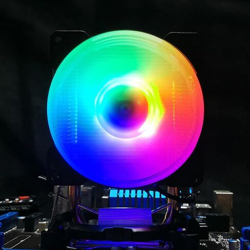 مبرد هواء وحدة المعالجة المركزية RGB، 2 أنابيب حرارة نحاسية مع مروحة FDB مقاس 90 مم، مبرد هواء 48CFM 1800 دورة في الدقيقة لـ LGA115X/1366/775/1200/2011 AM4 AM3 Plus FM2 Plus FM1 in Kuwait