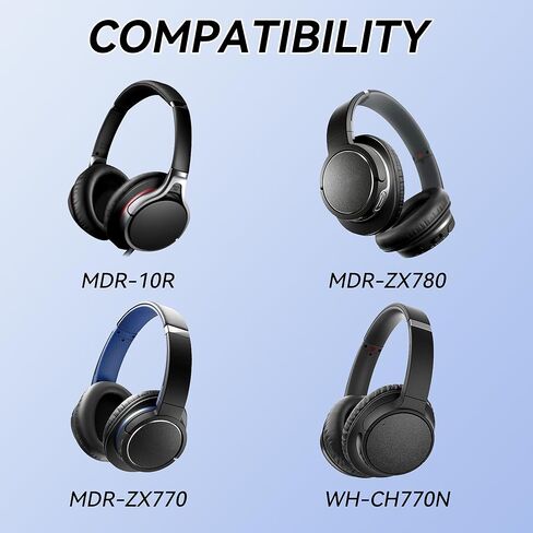 وسائد أذن بديلة لسوني WH-CH700N(WHCH700N)، MDR-ZX780(ZX780DC)، MDR-ZX770(ZX770BN ZX770BT) وMDR-10R(10RNC 10RBT) فوق الأذن، وسائد الأذن وسائد جلد بروتين أكثر نعومة in Kuwait