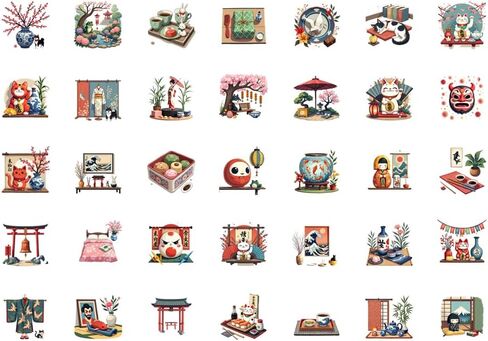 50 Japanese Culture Lucky Cat Tea Ceremony Traditional Lucky Cat Stickers Stickers Cute for Notebook Luggage Mobile Phone Cup Guitar DIY Skateboard Laptop Luggage Decor in Saudi Arabia