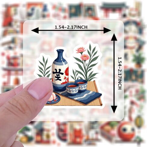 50 Japanese Culture Lucky Cat Tea Ceremony Traditional Lucky Cat Stickers Stickers Cute for Notebook Luggage Mobile Phone Cup Guitar DIY Skateboard Laptop Luggage Decor in Saudi Arabia