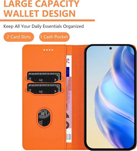 حافظة لهاتف آيفون 17 برو ماكس مع حامل بطاقات مسند [حجب RFID] غطاء مغناطيسي من جلد البولي يوريثان غطاء داخلي مقاوم للصدمات لهاتف آيفون 17 برو ماكس 6.9 بوصة برتقالي LZW in Kuwait