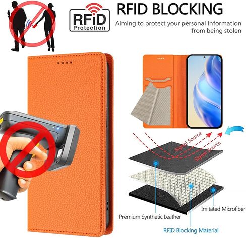 حافظة لهاتف آيفون 17 برو ماكس مع حامل بطاقات مسند [حجب RFID] غطاء مغناطيسي من جلد البولي يوريثان غطاء داخلي مقاوم للصدمات لهاتف آيفون 17 برو ماكس 6.9 بوصة برتقالي LZW in Kuwait