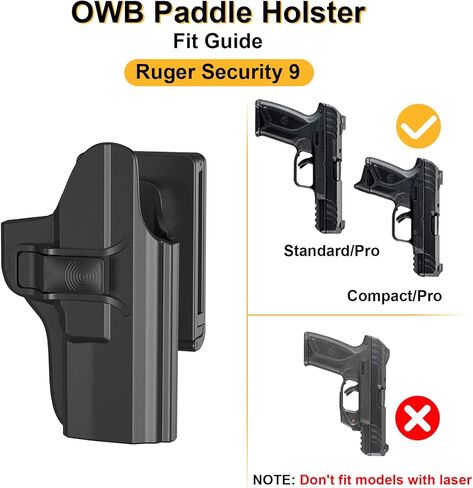 الحافظة تناسب Ruger Security 9، حافظة مجداف OWB لـ Ruger Security-9 مم مضغوط/Pro/قياسي (ليس لنماذج الليزر)، غير قابلة للتعديل 60 درجة، إطلاق سريع - اليد اليمنى in Kuwait