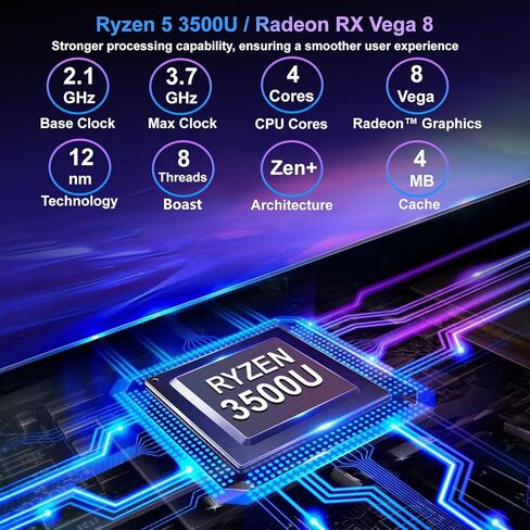 كمبيوتر محمول 15.6 بوصة، Ryzen 5 3500U يصل إلى 3.7 جيجا هرتز، 16 جيجا بايت رام 512 جيجا بايت SSD، شاشة IPS مع رسومات Radeon، تسجيل الدخول ببصمة الإصبع، لوحة مفاتيح بإضاءة خلفية، أجهزة كمبيوتر محمولة رفيعة وخفيفة الوزن للعمل والمدرسة والأعمال in Kuwait