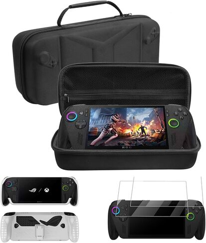 مجموعة الحماية الكاملة لجهاز ROG Xbox Ally X 2025 - حافظة من مادة TPU مع حامل وغطاء للحمل و2X من الزجاج المقسى ومجموعة غلاف حماية من الجلد in Kuwait