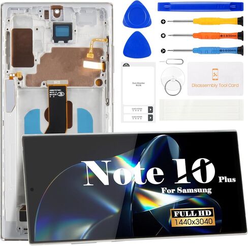 TFT for Samsung Note 10 Plus LCD Screen Replacement for Samsung Galaxy Note 10 Plus LCD Display for Galaxy SM-N975F ، SM-N975U LCD Touch Screen Digitizer Assembly REALL مع إطار (Silver) in Kuwait