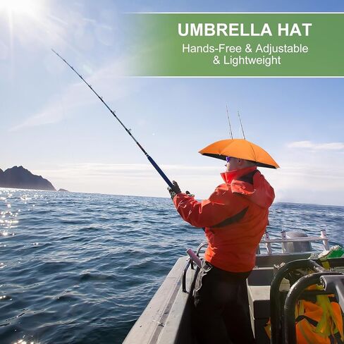 Umbrella Hat, Fishing Hat Hands Free Waterproof Adjustable Sun Rain Cap Hat with Elastic Band Fit for Fishing in Saudi Arabia