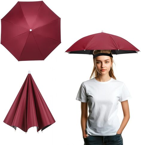 Umbrella Hat, Fishing Hat Hands Free Waterproof Adjustable Sun Rain Cap Hat with Elastic Band Fit for Fishing in Saudi Arabia