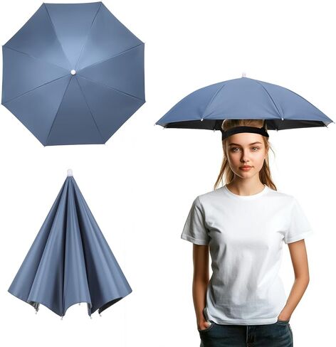 Umbrella Hat, Fishing Hat Hands Free Waterproof Adjustable Sun Rain Cap Hat with Elastic Band Fit for Fishing in Saudi Arabia