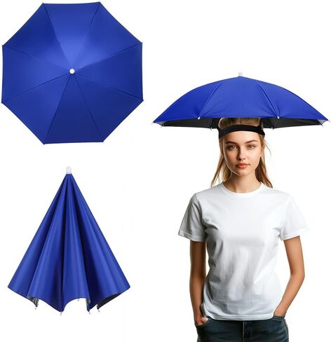 Umbrella Hat, Fishing Hat Hands Free Waterproof Adjustable Sun Rain Cap Hat with Elastic Band Fit for Fishing in Saudi Arabia