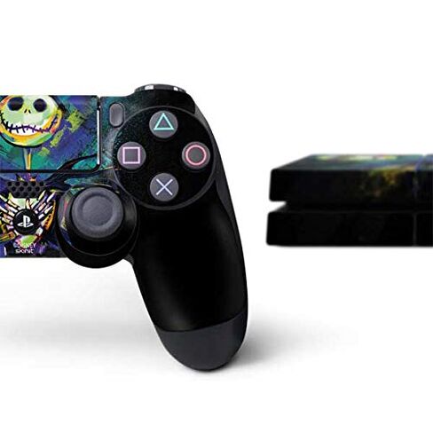 ملصق Skinit المخصص للألعاب متوافق مع وحدة تحكم PS4 وحزمة وحدة التحكم - مرخص رسميًا من Disney The Nightmare Before Christmas Jack Skellington Art Design in Saudi Arabia