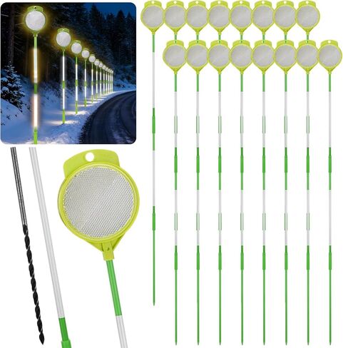 16 Pack 48 Inch Reflective Driveway Markers with 16" Install Drill Bit Glow-in-The-Dark Lane Identification Reflectors Double Sided Reflective Driveway Markers Reflectors for Snow Plowing in Saudi Arabia