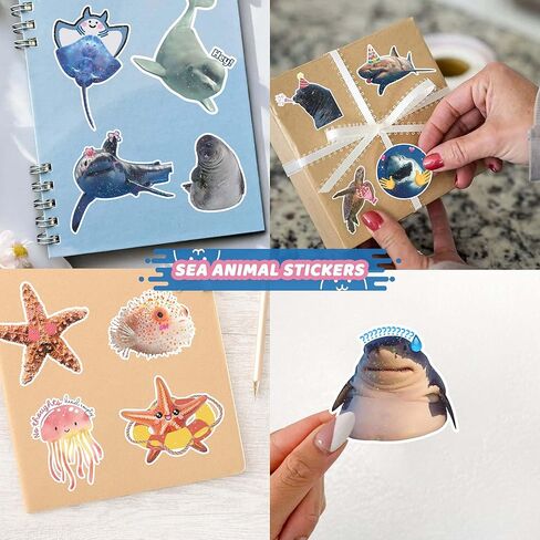 105 PCS Ocean Stickers Sticker Pack, Waterproof Vinyl Sea Animal Sticker Bulk, Holographic Funny Stickers for Scrapbooking, Water Bottles, Laptops, Scrapbooks and Gifts for Ocean Themed Party Favors in Saudi Arabia