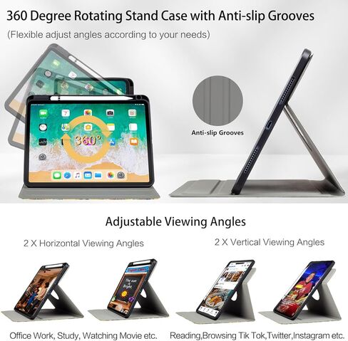 حافظة دوارة لجهاز iPad (A16) الجيل الحادي عشر، حافظة iPad الجيل العاشر مع حامل أقلام دوارة 360 درجة لجهاز ipad a16 10th/11th، حافظة متعددة الزوايا، حامل قابل للتعديل، إيقاظ تلقائي، نوم ليلي مليء بالنجوم in Kuwait