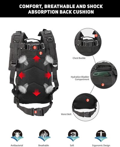 BOMTURN for Mens Tactical Backpack Military Backpacks 27L Small Army Survival Backpacks Small Waterproof Bug out Bag in Saudi Arabia