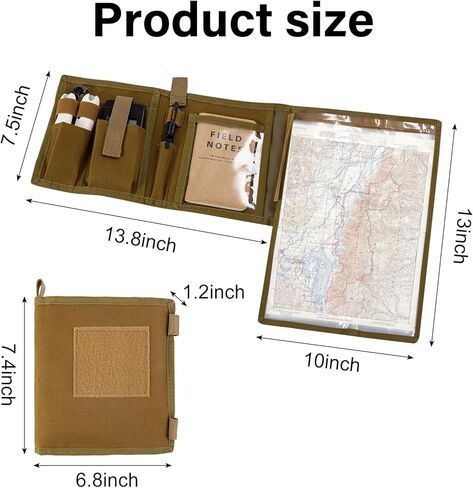 حافظة خريطة مع حقيبة تكتيكية مقاومة للماء ومتعددة الوظائف مع نافذة شفافة مقاس 13 × 10 بوصة لقراءة الخريطة أثناء التنزه في الهواء الطلق أو المشي لمسافات طويلة، أكسفورد 1000D + مادة TPU المقاومة للماء in Kuwait