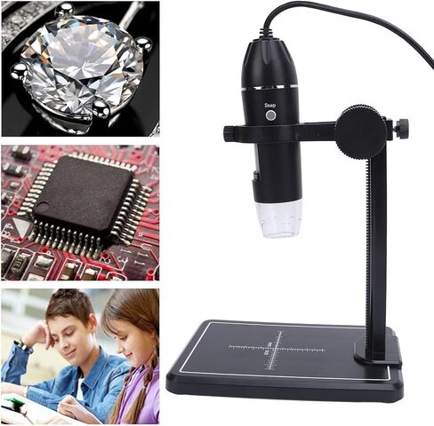 Microscope, LCD Digital Microscope 1600X, 1080P USB Handheld Magnifier with 8 Adjustable LED Lights and Stand, for PCB Repair, Jewelry Examination in Saudi Arabia