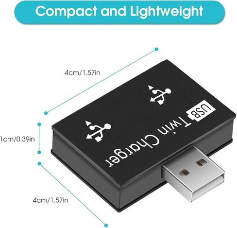 موزع USB 2.0 بمنفذين، محول USB متعدد المنافذ، مركز بيانات محمول رفيع للغاية، مقسم USB لأجهزة منافذ USB (أسود) in Kuwait