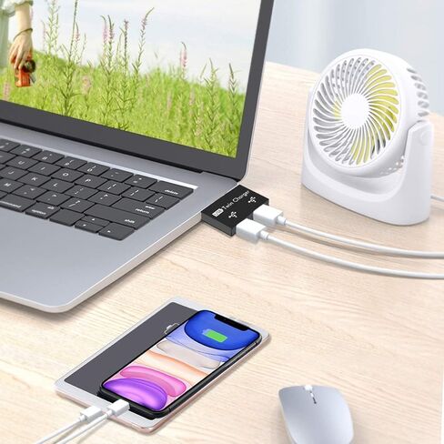 موزع USB 2.0 بمنفذين، محول USB متعدد المنافذ، مركز بيانات محمول رفيع للغاية، مقسم USB لأجهزة منافذ USB (أسود) in Kuwait