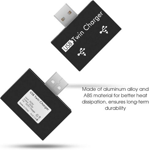 موزع USB 2.0 بمنفذين، محول USB متعدد المنافذ، مركز بيانات محمول رفيع للغاية، مقسم USB لأجهزة منافذ USB (أسود) in Kuwait