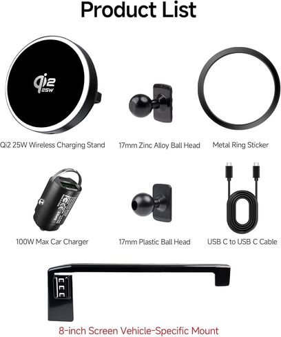 Qi2.2 Max 25W Fast Wireless Car Charger Phone Holder for 2025-2026 Toyota Camry LE/SE 8-Inch Screen, Magnetic Phone Mount Compatible with MagSafe in Saudi Arabia