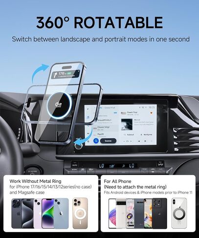 Qi2.2 Max 25W Fast Wireless Car Charger Phone Holder for 2025-2026 Toyota Camry LE/SE 8-Inch Screen, Magnetic Phone Mount Compatible with MagSafe in Saudi Arabia