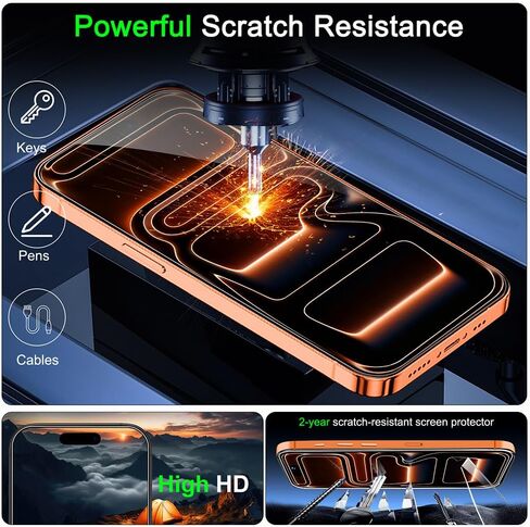 3 Pack Screen Protector for iPhone 17 Pro Max 6.9 Inch + 3 Pack Camera Lens Protector, Ultra HD Tempered Glass, Military Grade Shatterproof, Scratch Resistant, Case Friendly in Saudi Arabia